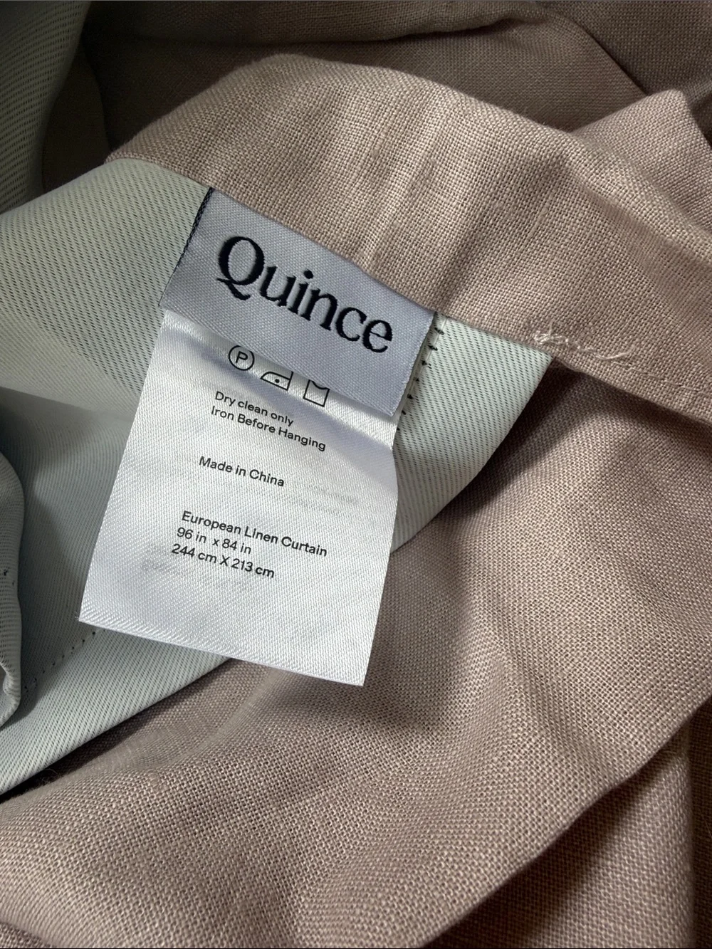 Quince European Linen Room Darkening Rose Quartz - Single Panel